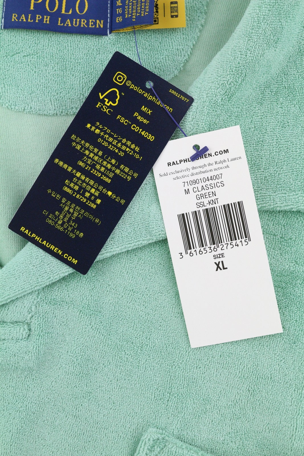 RALPH LAUREN Men T-Shirt XL Green Fleece Short Sleeved Patch Pocket Polo RRP€159