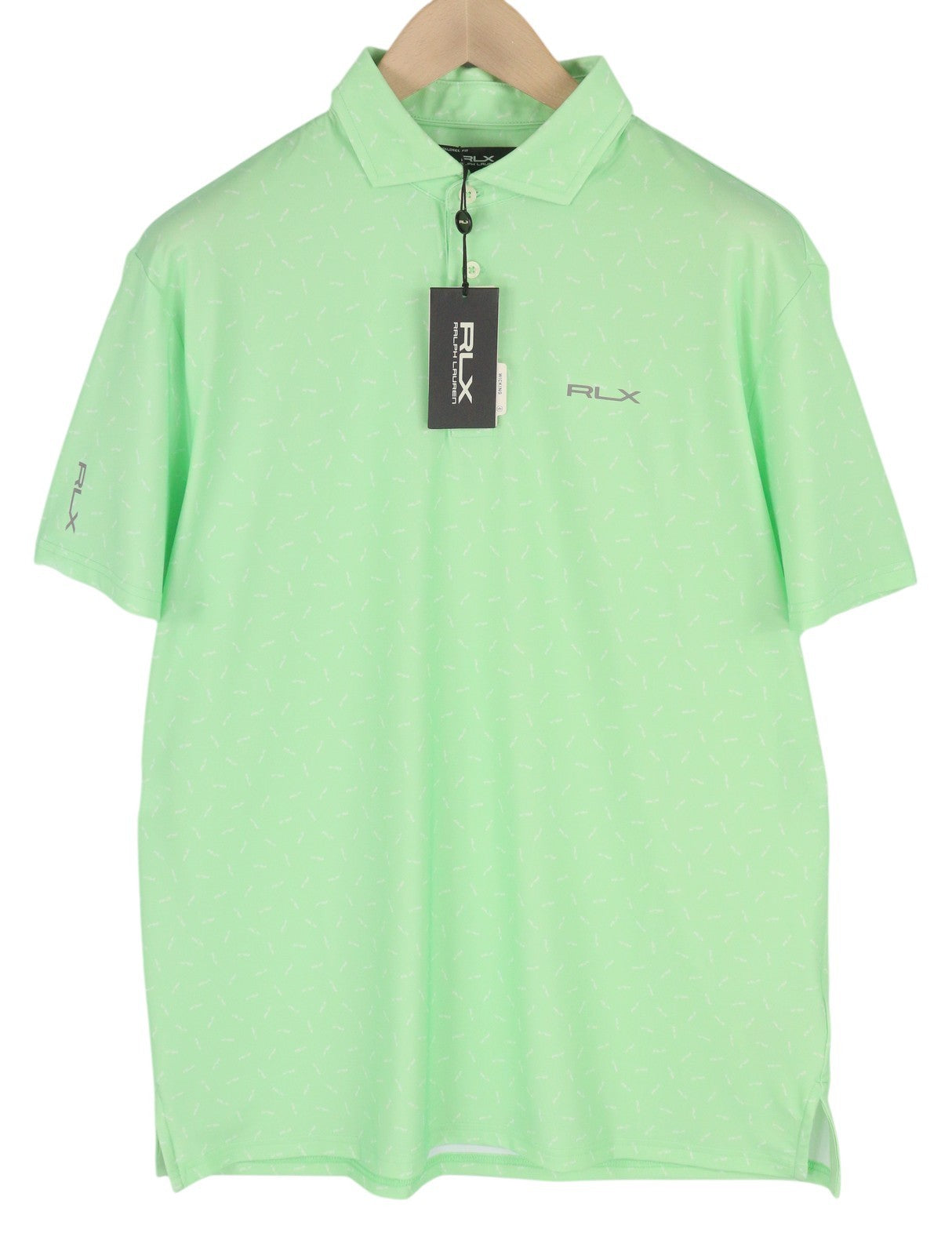 RLX RALPH LAUREN Golf Men T-Shirt L Green Short Sleeve Patterned Wicking Polo