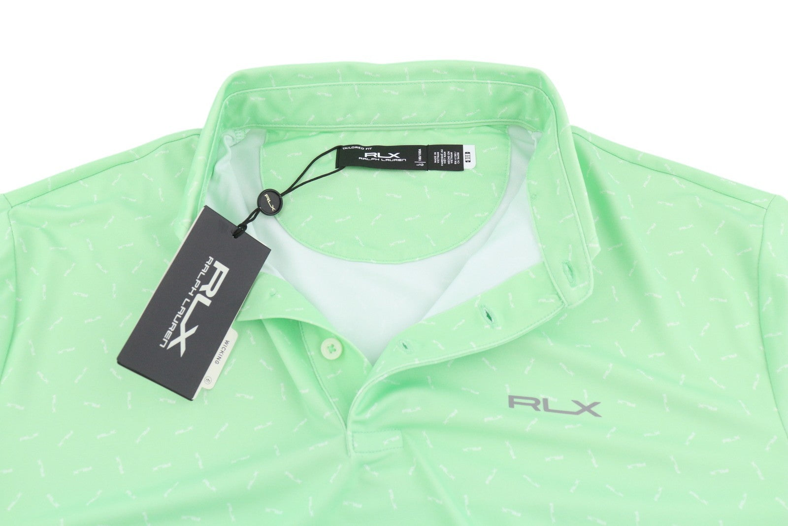 RLX RALPH LAUREN Golf Men T-Shirt L Green Short Sleeve Patterned Wicking Polo