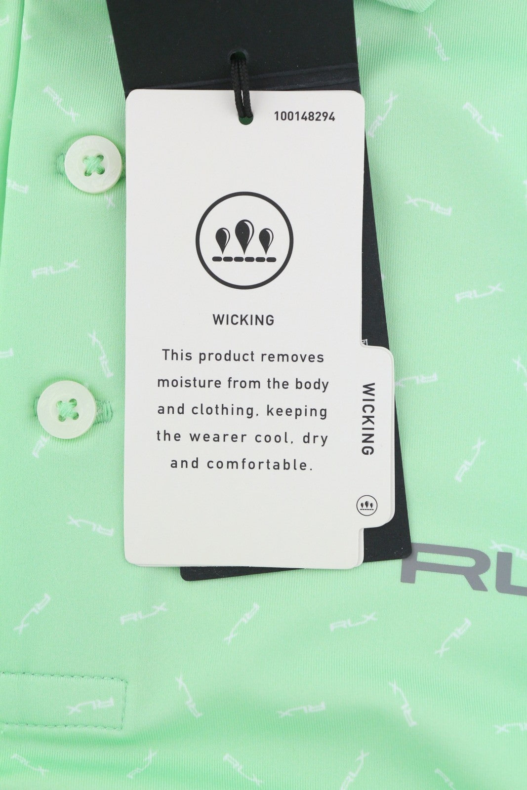 RLX RALPH LAUREN Golf Men T-Shirt L Green Short Sleeve Patterned Wicking Polo