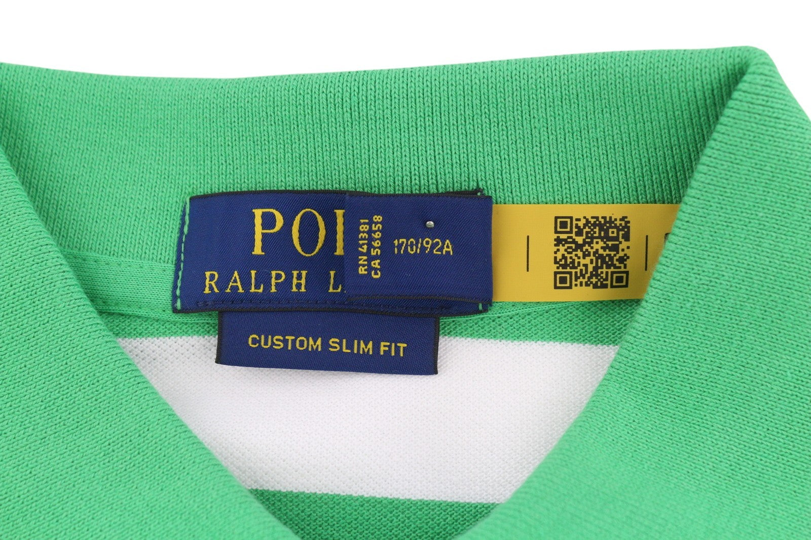 RALPH LAUREN Custom Slim Men T-Shirt S Green Striped Polo Neck RRP€139