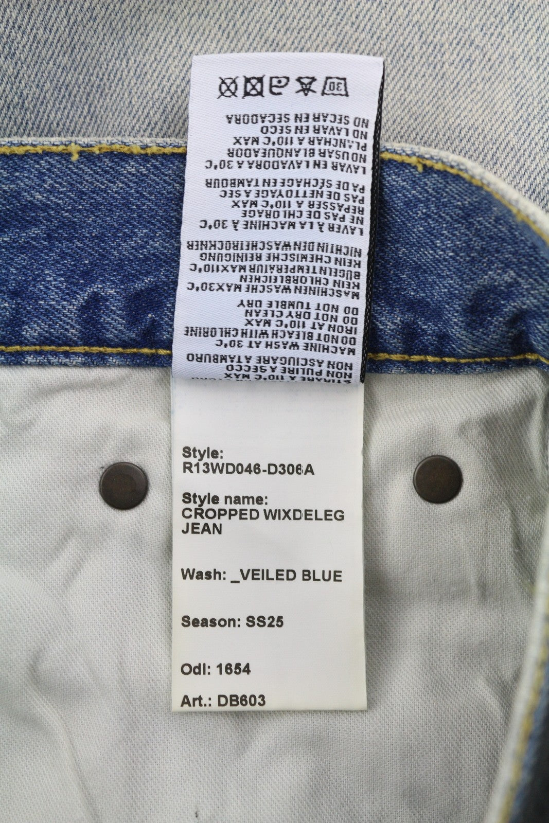 R13 Cropped Wixdeleg Women Jeans 25 Loose Straight Ankle Length Washed RRP€795