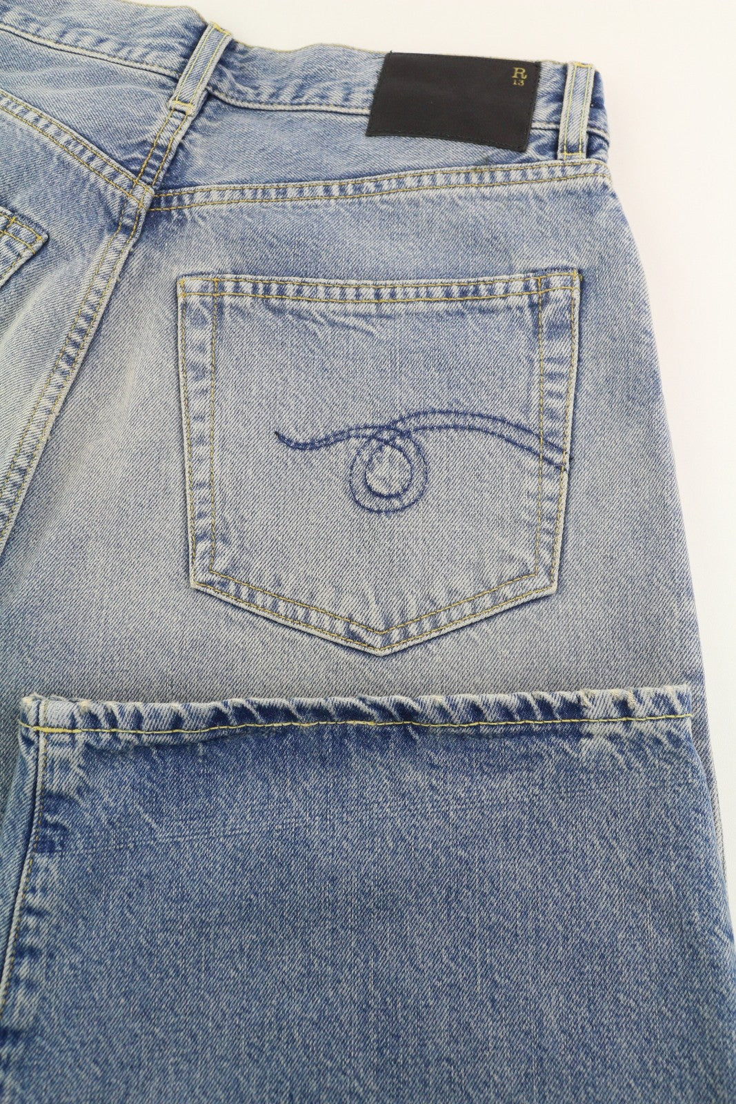 R13 Cropped Wixdeleg Women Jeans 25 Loose Straight Ankle Length Washed RRP€795