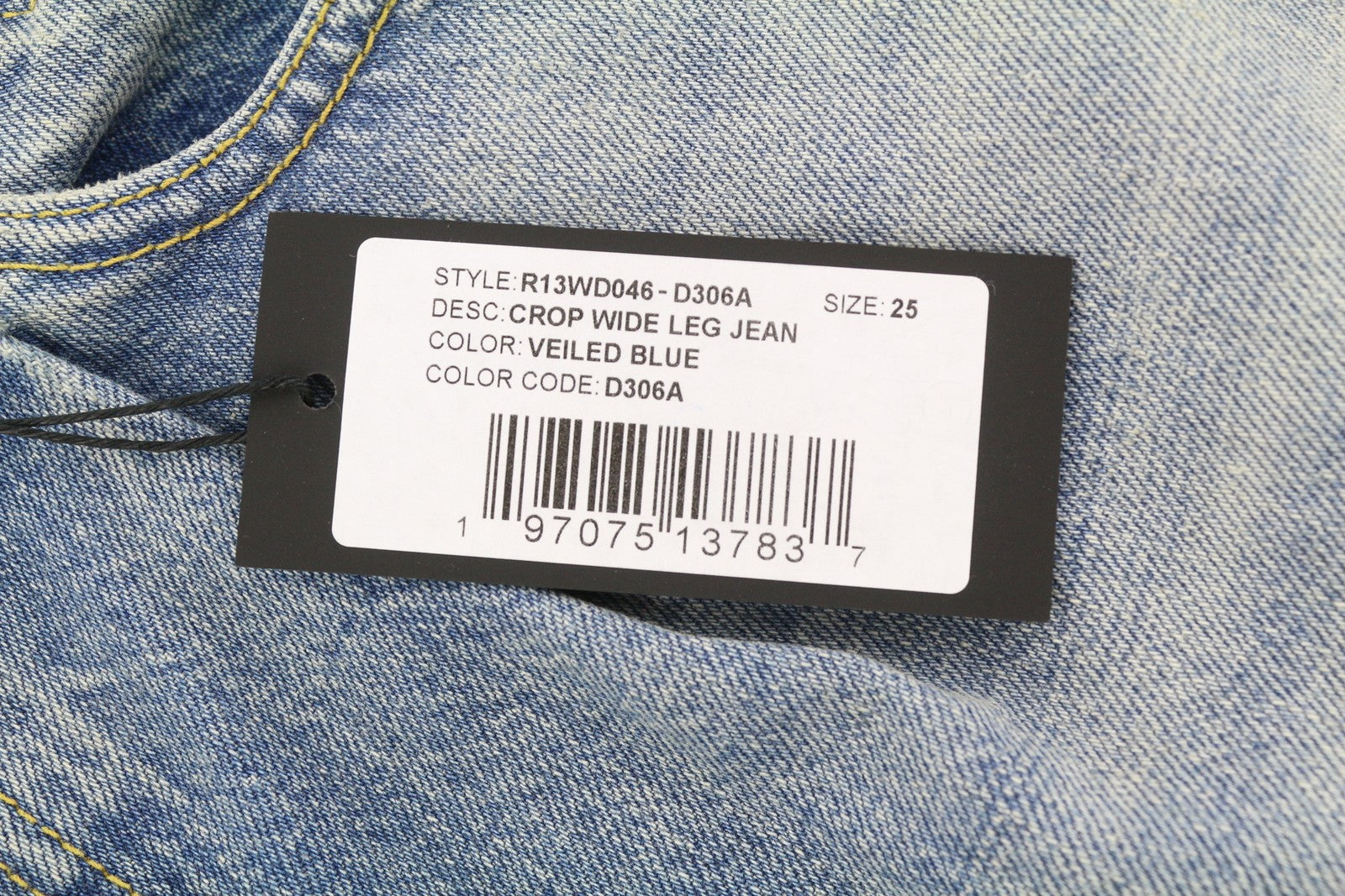 R13 Cropped Wixdeleg Women Jeans 25 Loose Straight Ankle Length Washed RRP€795