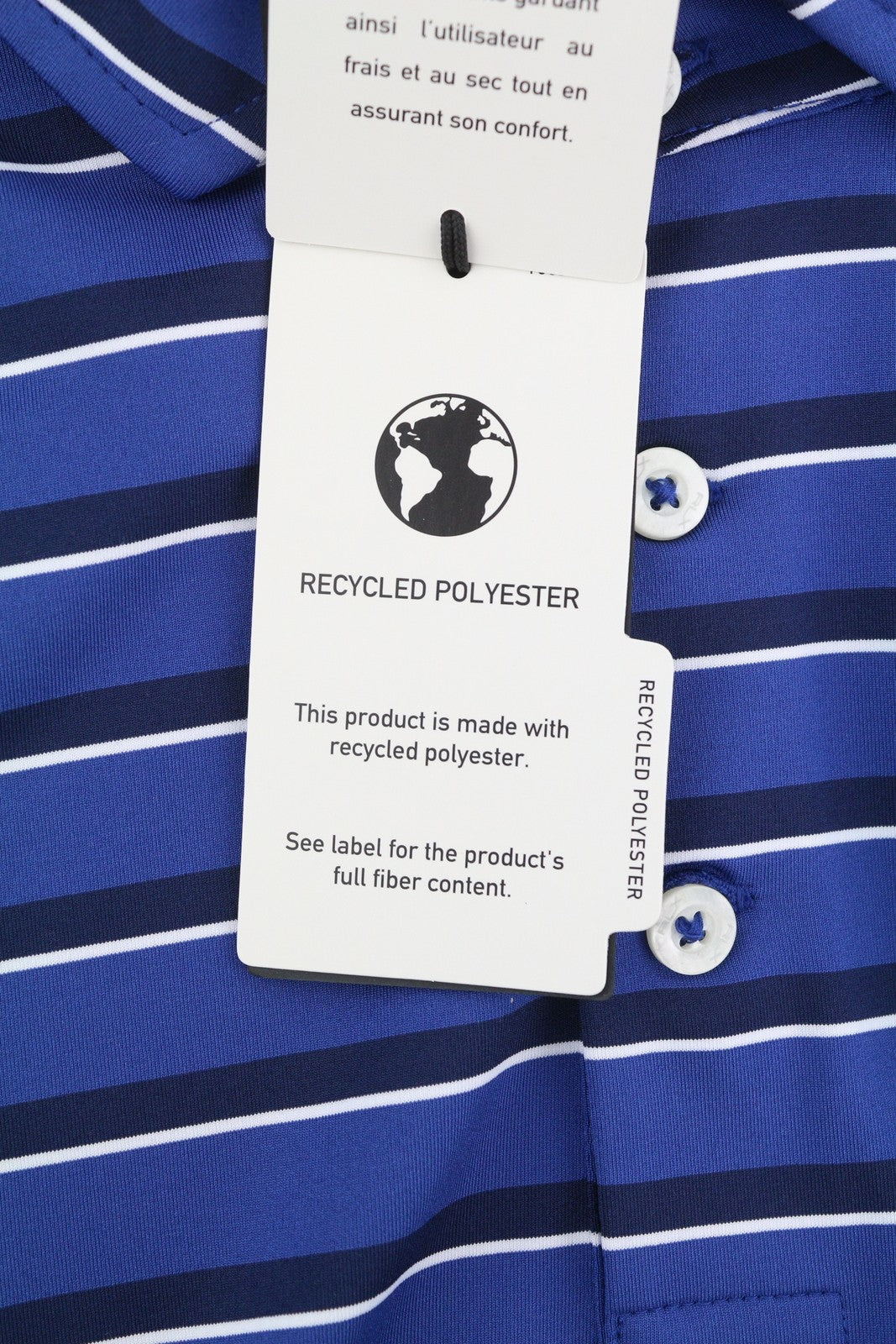 RLX RALPH LAUREN Golf Men T-Shirt 2XL Blue Striped Short Sleeve Polo Wicking