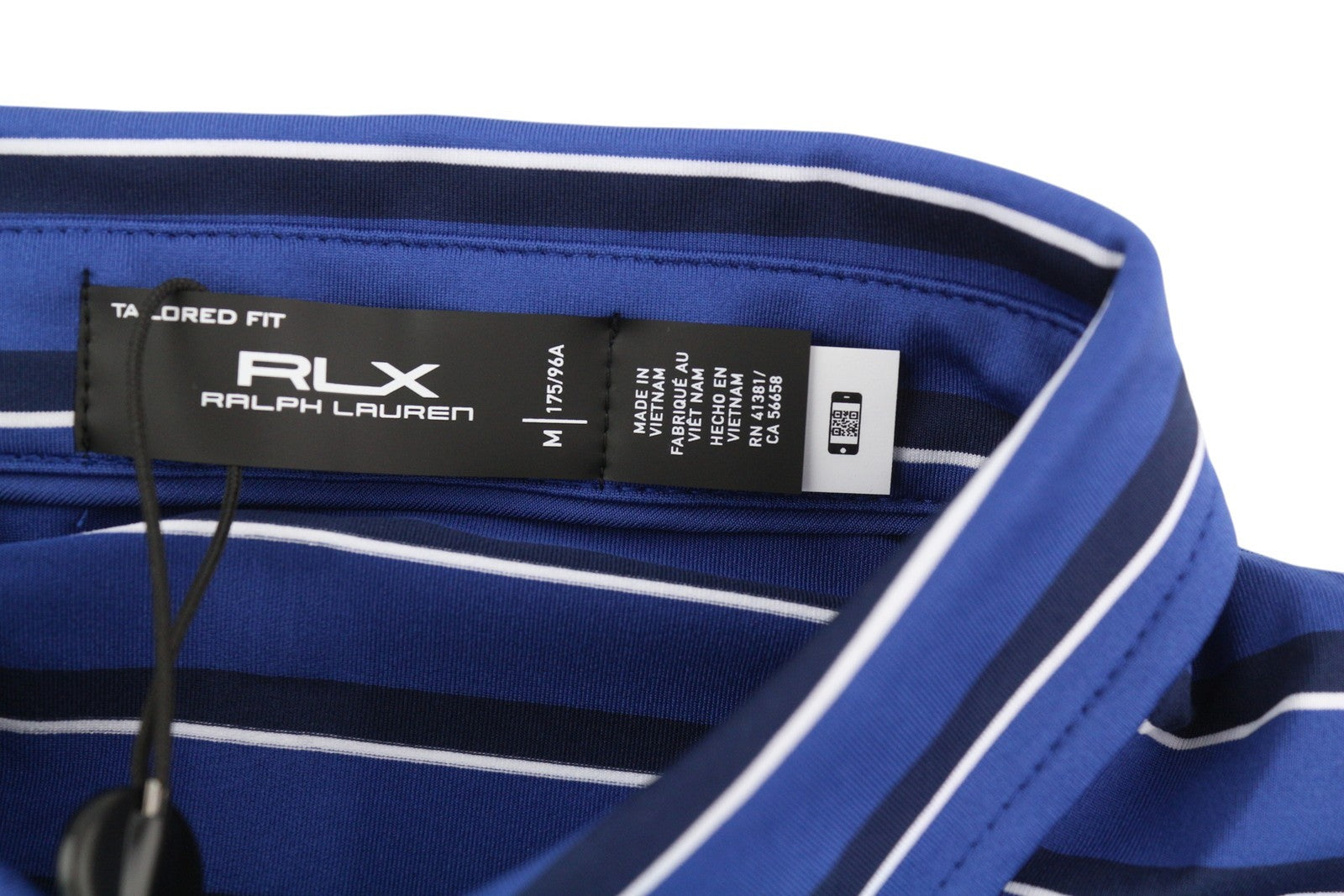 RLX RALPH LAUREN Golf Men T-Shirt M Blue Striped Short Sleeve Polo Logo Wicking