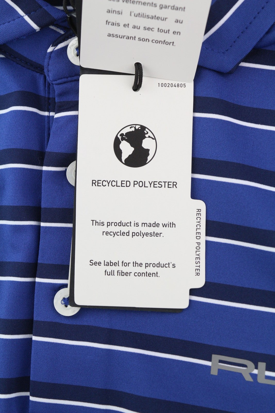 RLX RALPH LAUREN Golf Men T-Shirt M Blue Striped Short Sleeve Polo Logo Wicking