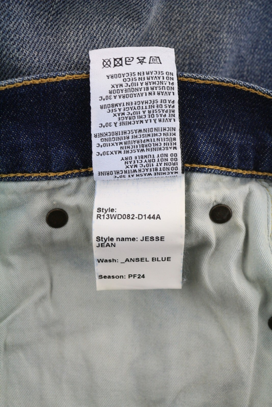 R13 Jesse Women Jeans 27 Loose Straight Fit Drop Crotch Zip Washed Blue RRP€870