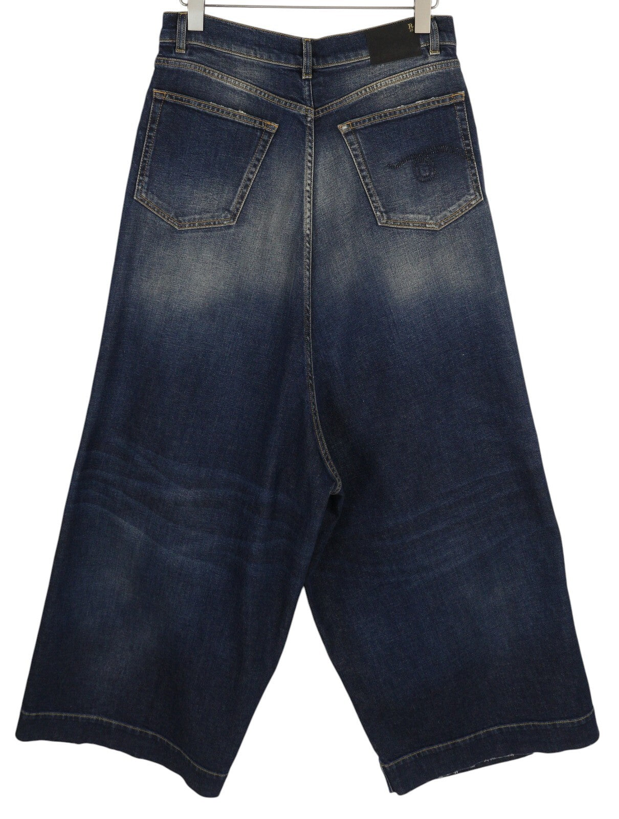 R13 Jesse Women Jeans 27 Loose Straight Fit Drop Crotch Zip Washed Blue RRP€870