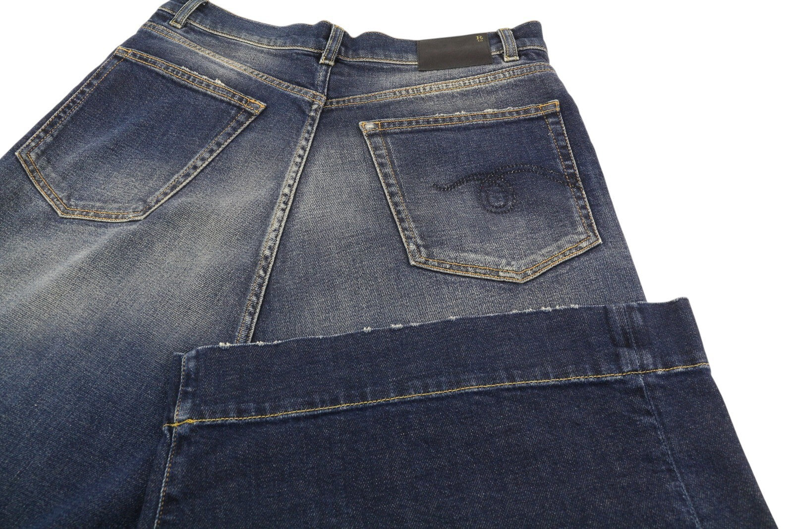 R13 Jesse Women Jeans 27 Loose Straight Fit Drop Crotch Zip Washed Blue RRP€870