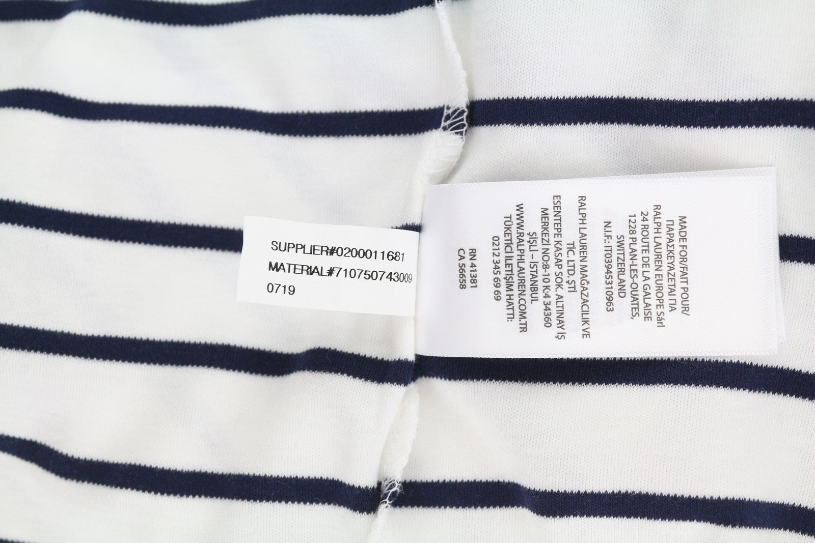 RALPH LAUREN Classic Fit Men T-Shirt M White Short Sleeve Striped Polo Neck