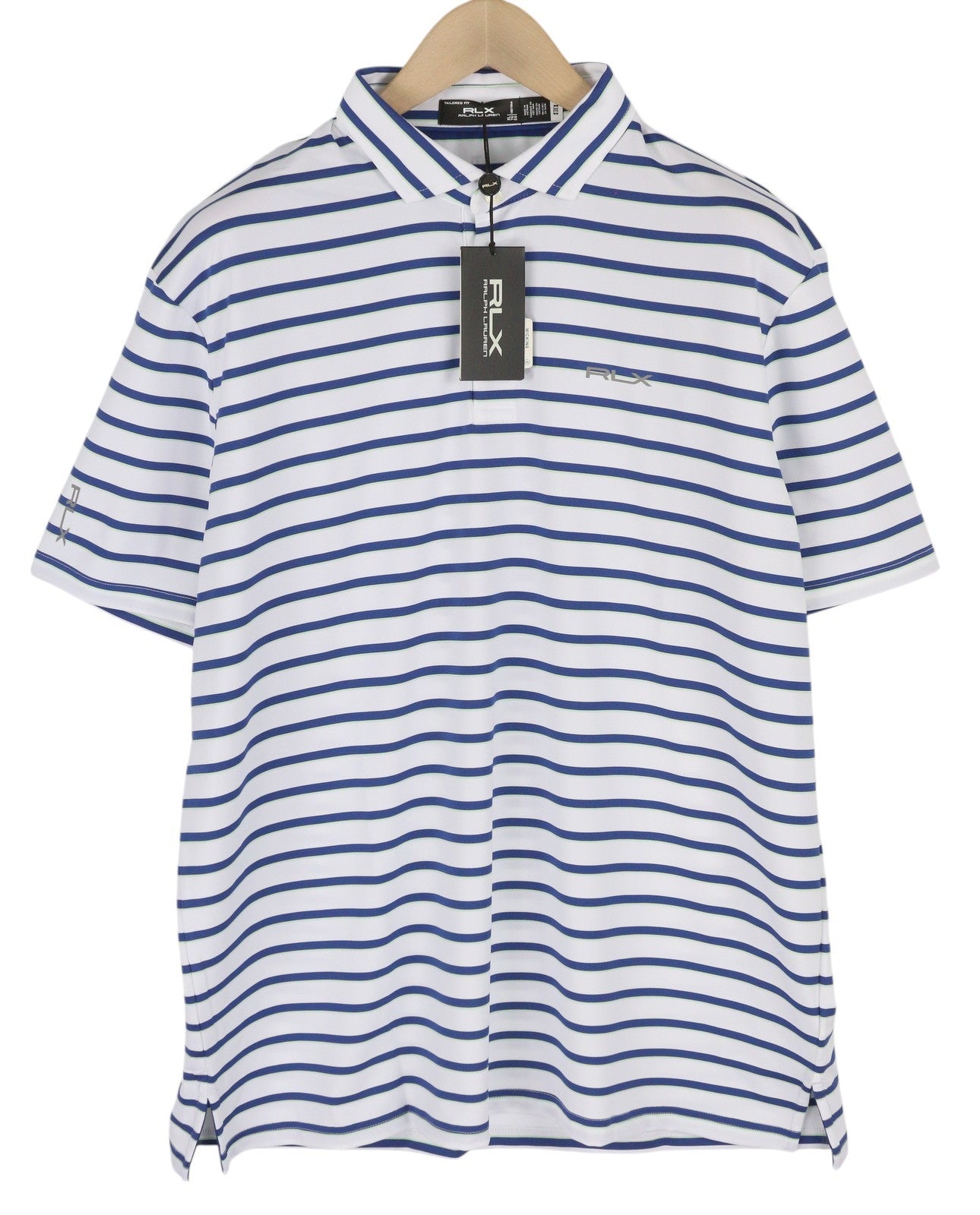 RLX RALPH LAUREN Golf Men T-Shirt XL White Striped Short Sleeve Polo Wicking