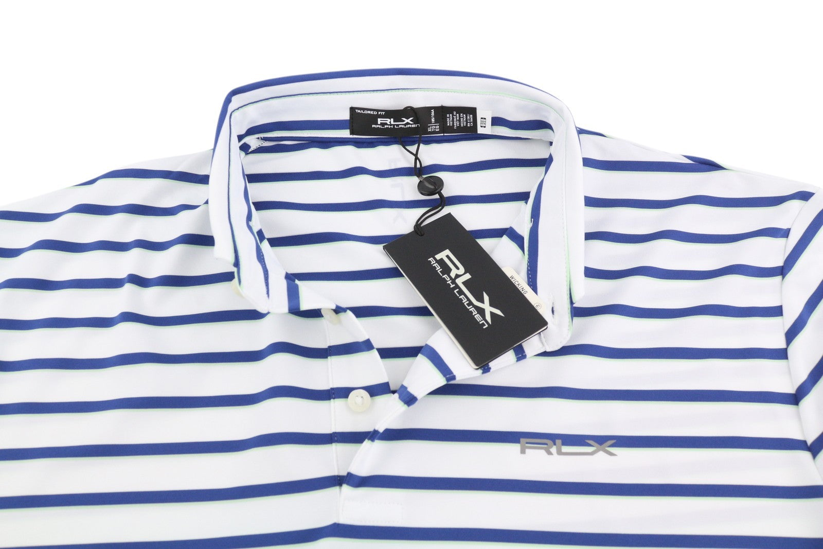 RLX RALPH LAUREN Golf Men T-Shirt XL White Striped Short Sleeve Polo Wicking