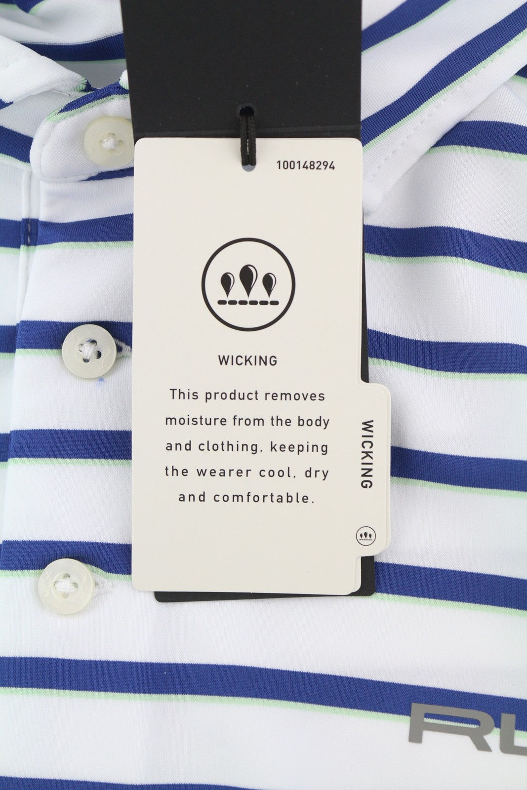 RLX RALPH LAUREN Golf Men T-Shirt XL White Striped Short Sleeve Polo Wicking