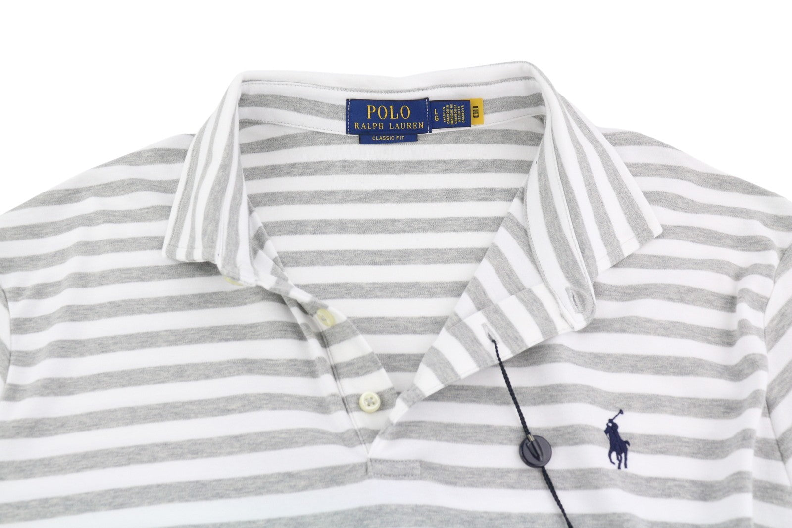RALPH LAUREN Classic Fit Men T-Shirt L Short Sleeve Polo Neck Striped Logo