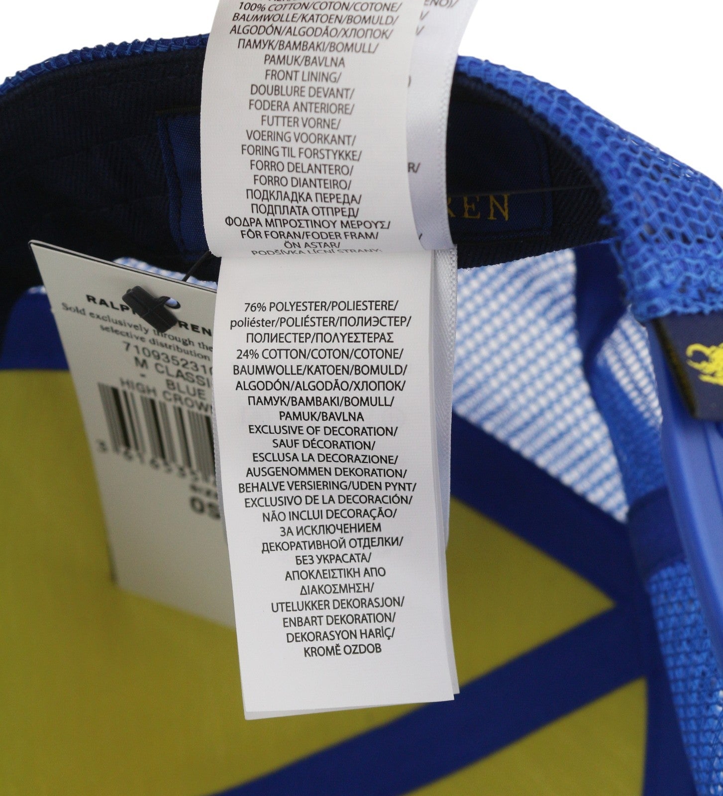 RALPH LAUREN High Crown Men Cap 58 CM Blue Twill Trucker Snapback RRP€69