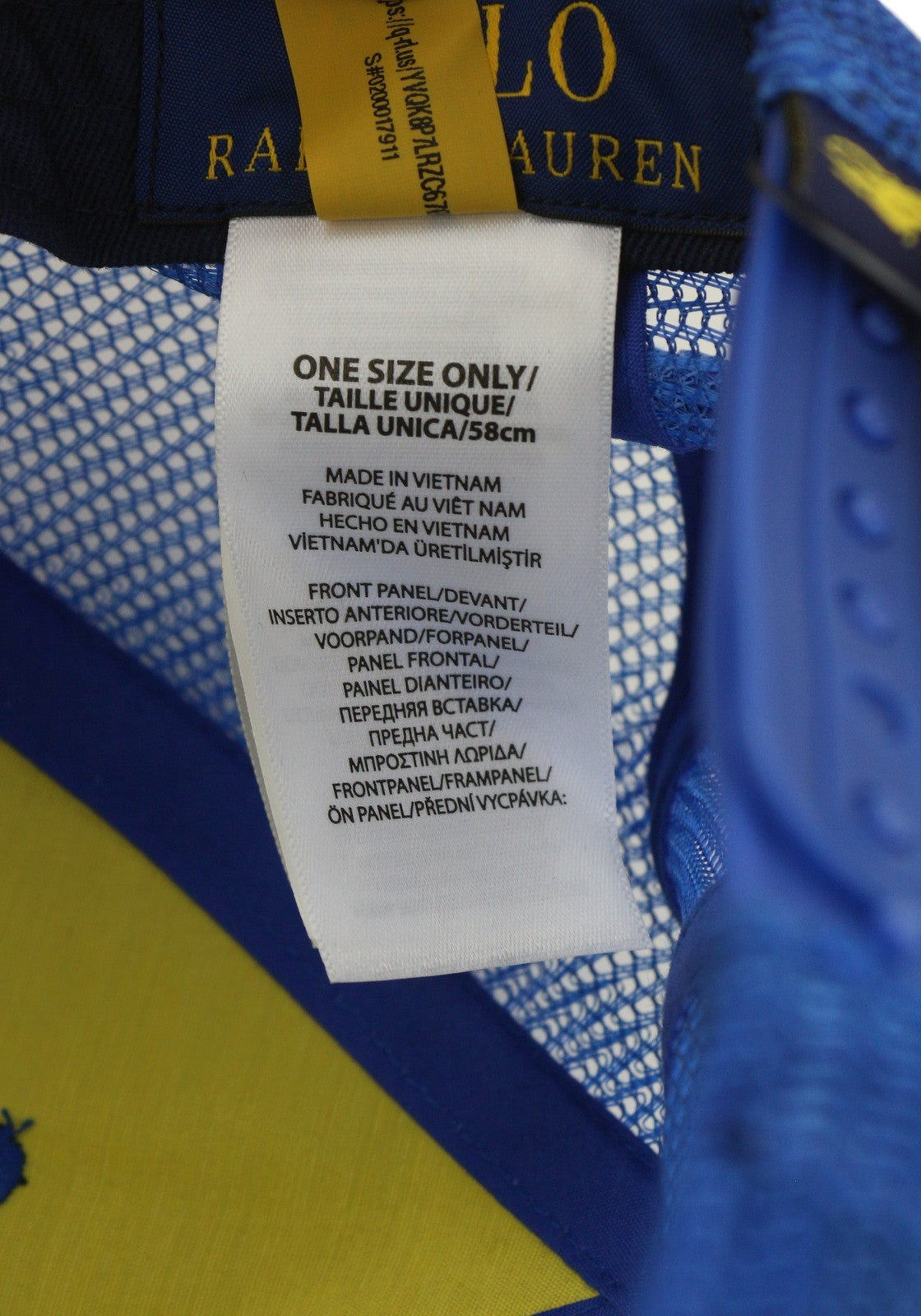 RALPH LAUREN High Crown Men Cap 58 CM Blue Twill Trucker Snapback RRP€69