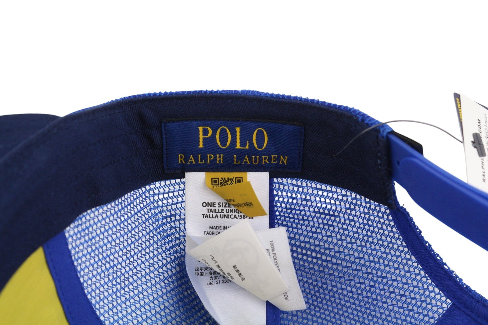 RALPH LAUREN High Crown Men Cap 58 CM Blue Twill Trucker Snapback RRP€69