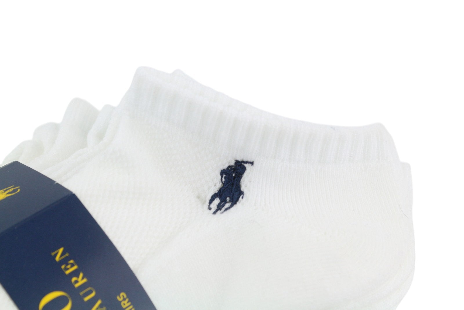 RALPH LAUREN Men Socks OS White Embroidered Logo Low Cut Unisex 6 Pairs