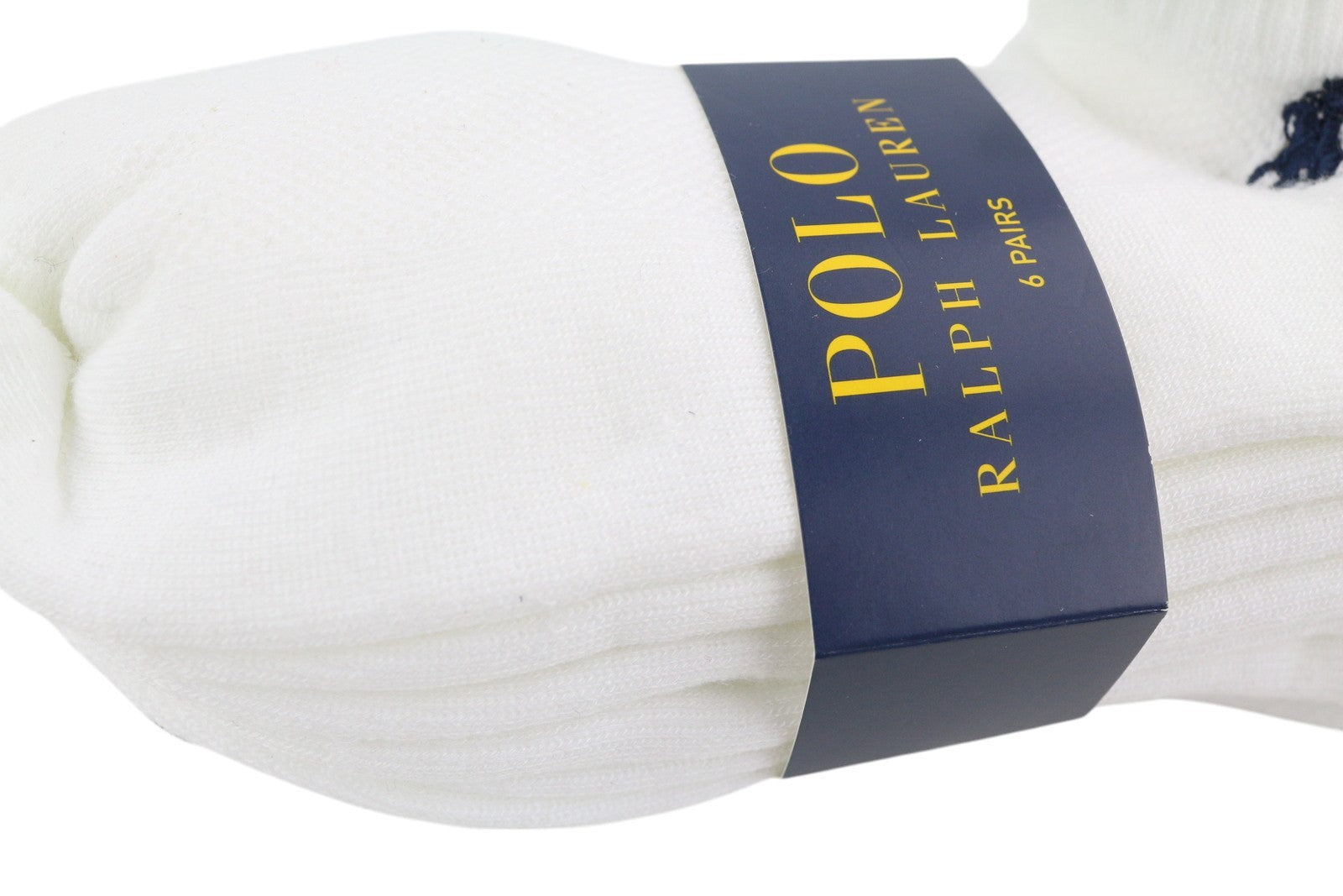 RALPH LAUREN Men Socks OS White Embroidered Logo Low Cut Unisex 6 Pairs