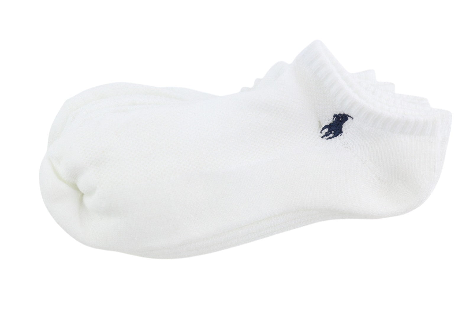 RALPH LAUREN Men Socks OS White Embroidered Logo Low Cut Unisex 6 Pairs