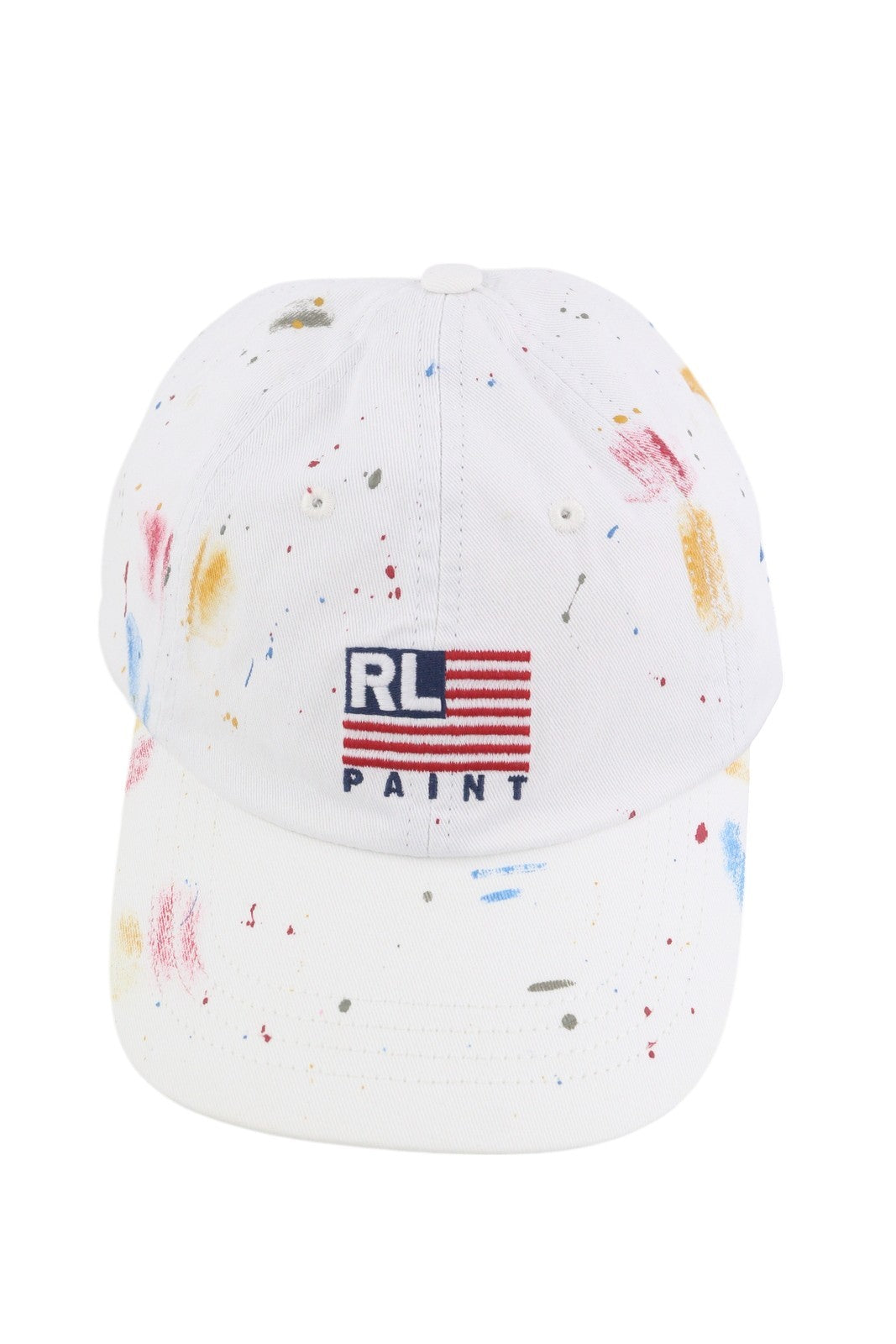 RALPH LAUREN Men Cap 59 CM White Paint Colourful Sport Baseball RRP€139