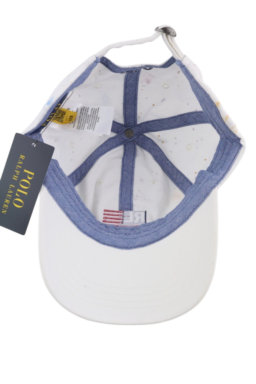 RALPH LAUREN Men Cap 59 CM White Paint Colourful Sport Baseball RRP€139