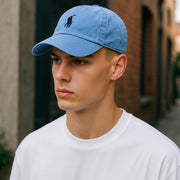 RALPH LAUREN Men Cap 59 CM Blue Embroidered Logo Cotton Baseball RRP€60