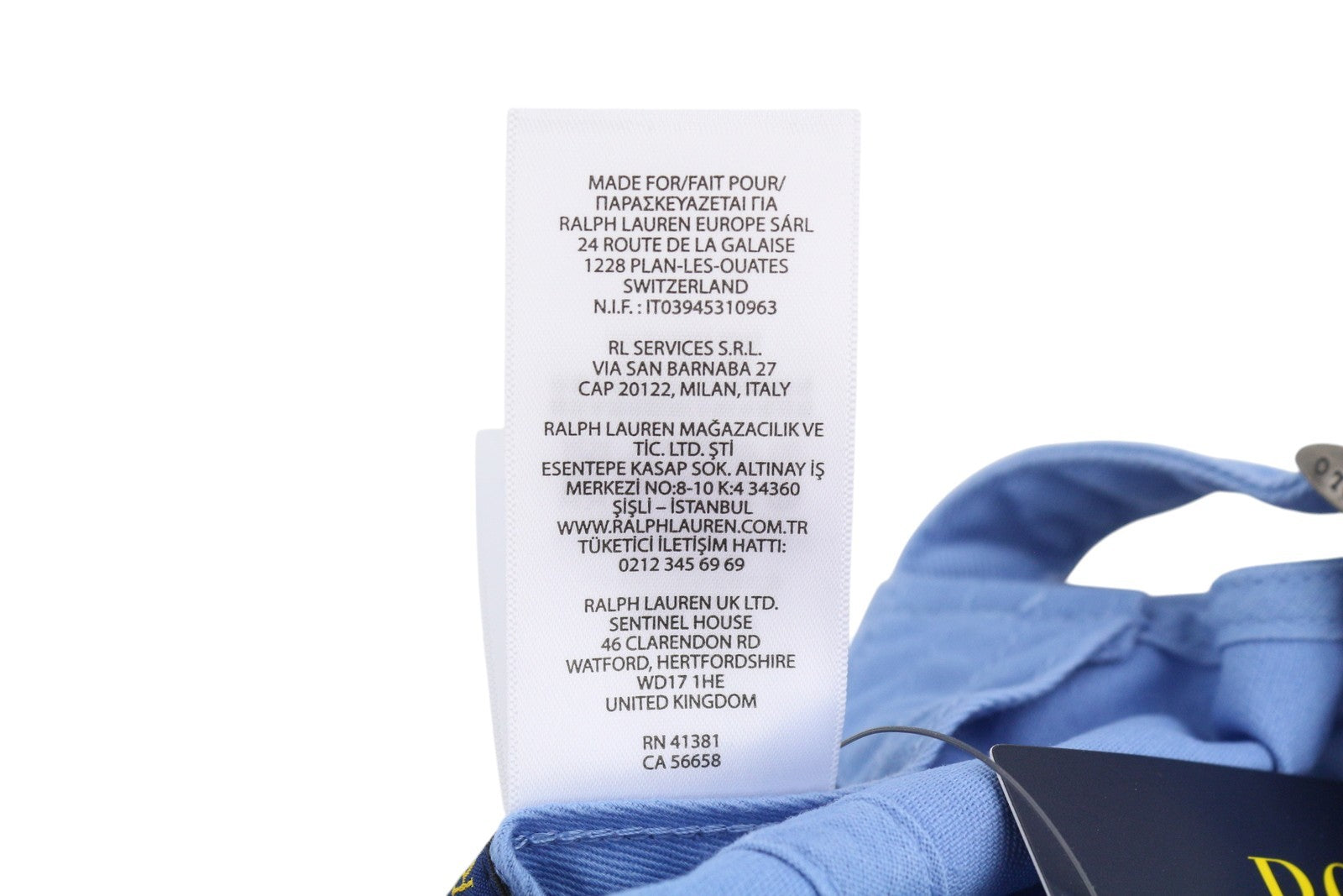 RALPH LAUREN Men Cap 59 CM Blue Embroidered Logo Cotton Baseball RRP€60