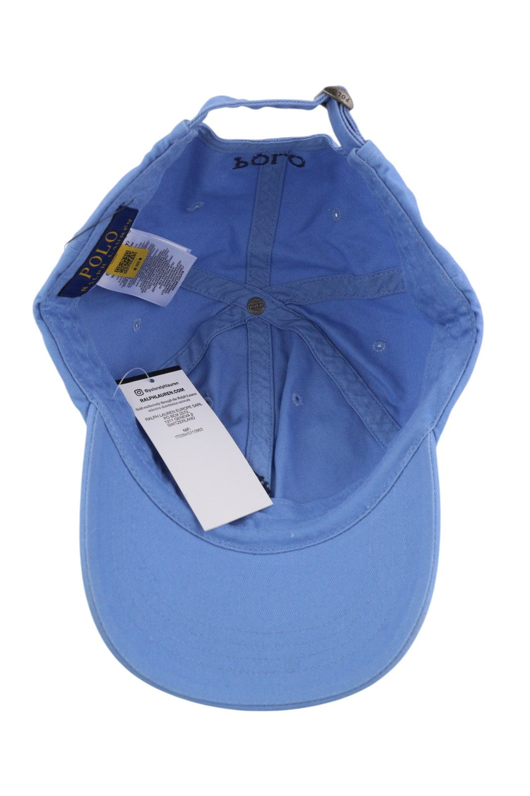 RALPH LAUREN Men Cap 59 CM Blue Embroidered Logo Cotton Baseball RRP€60