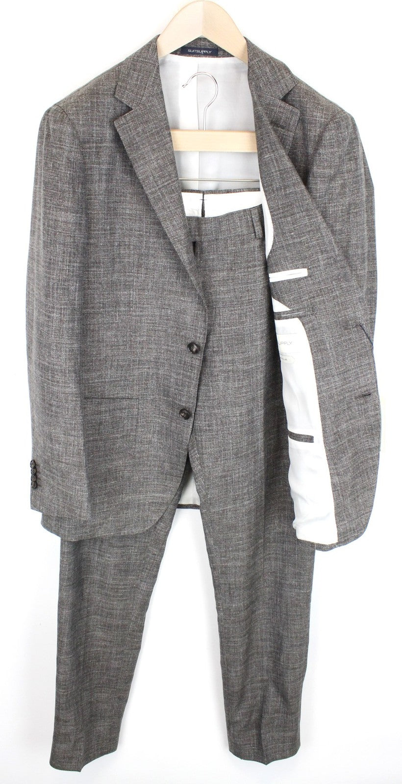 SUITSUPPLY Havana Patch Men's UK38R Wool Silk Linen Brown 2 Piece Lined Suit