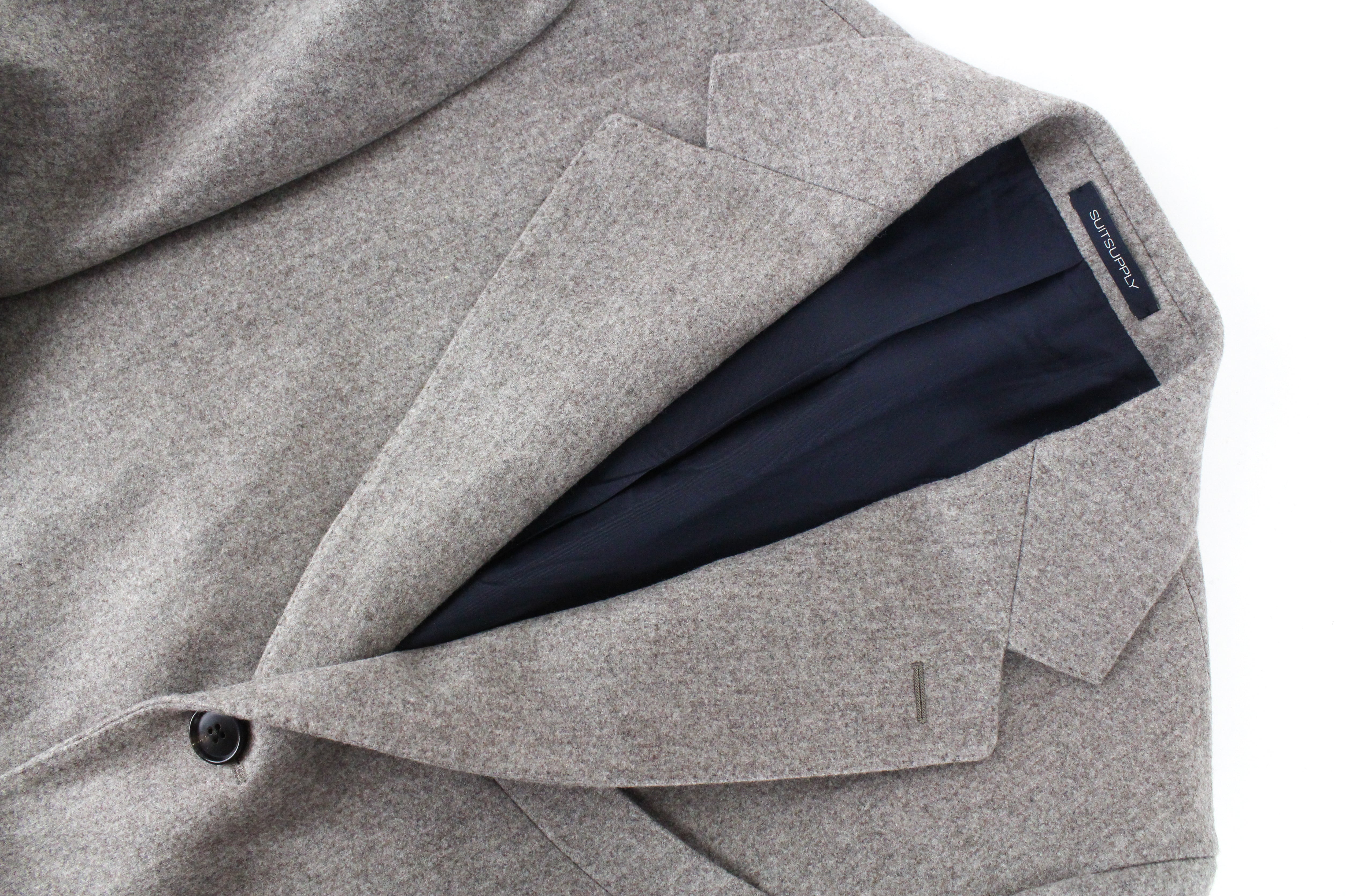 SUITSUPPLY Vicenza Men's UK38R Mid Grey-Brown Flannel Wool Lined Coat