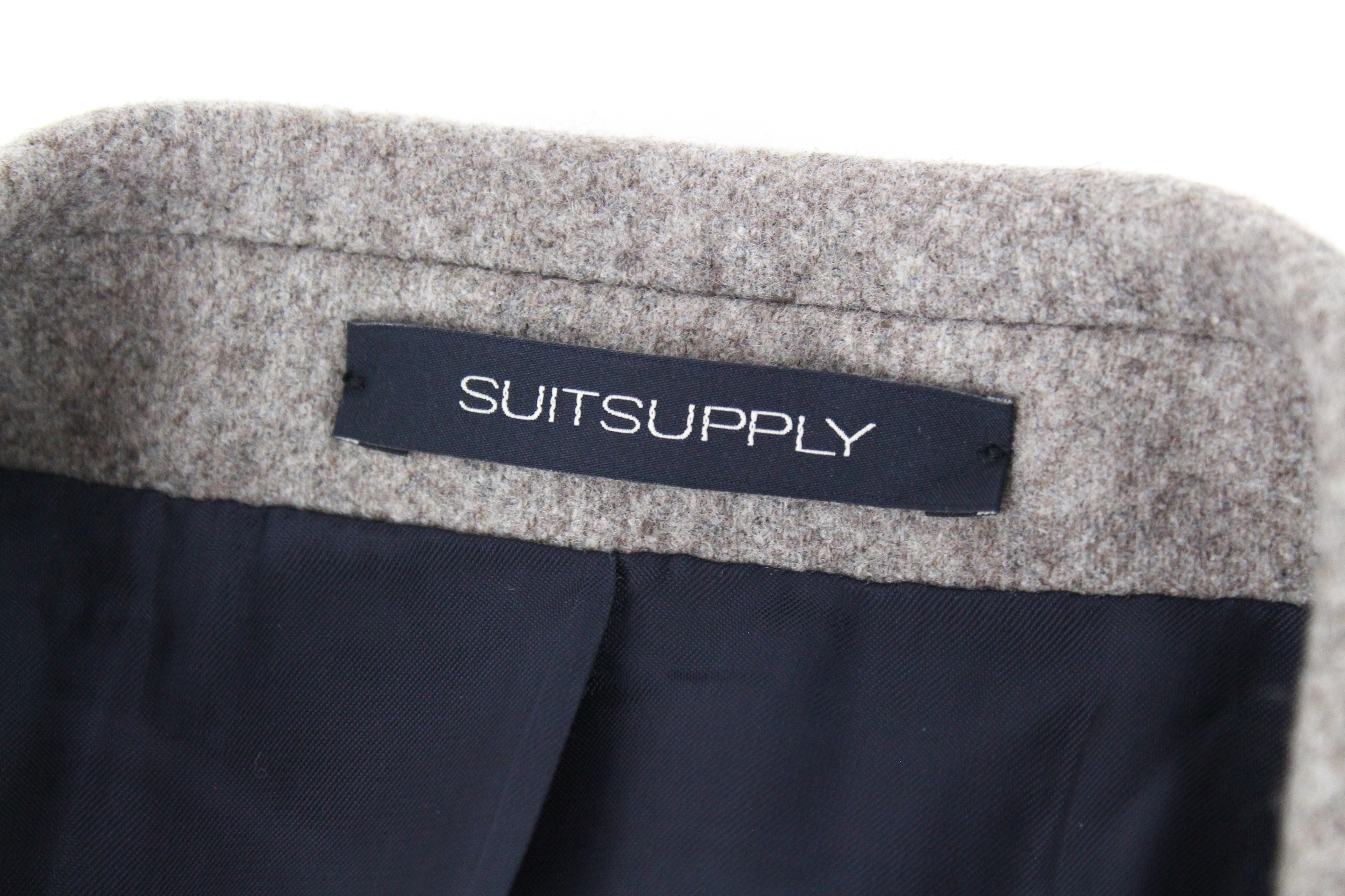 SUITSUPPLY Vicenza Men's UK38R Mid Grey-Brown Flannel Wool Lined Coat