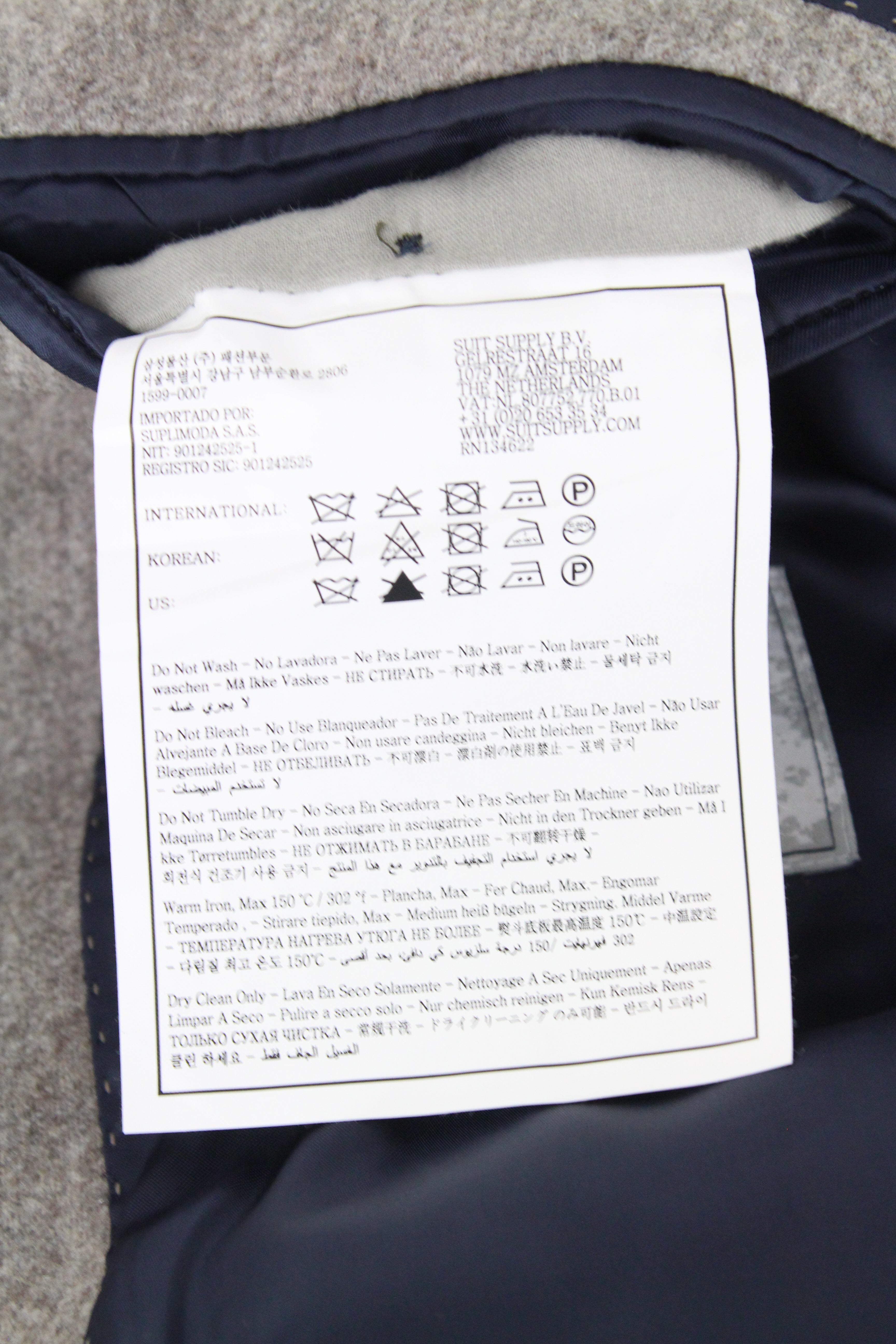 SUITSUPPLY Vicenza Men's UK38R Mid Grey-Brown Flannel Wool Lined Coat