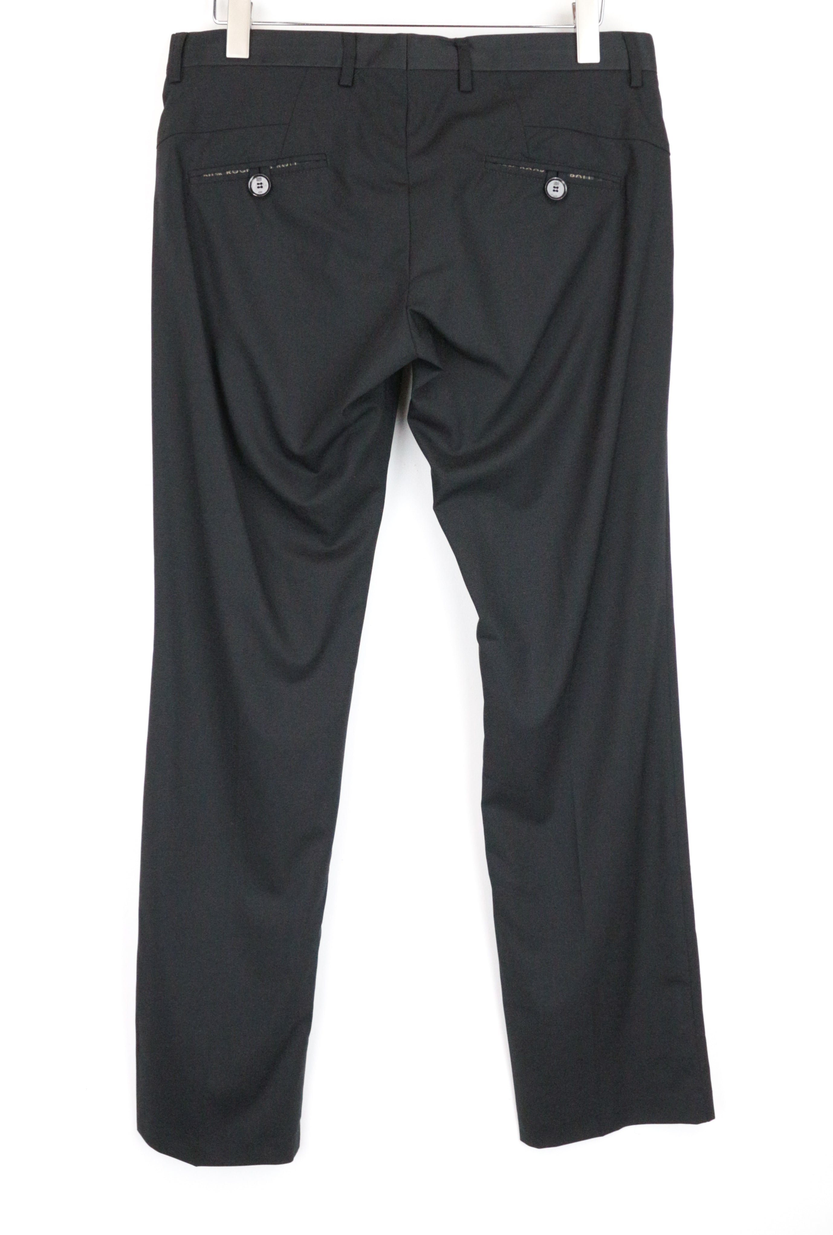 JOHN RICHMOND Men's 48 Black Virgin Wool Zip-Fly Chino Style Smart Trousers