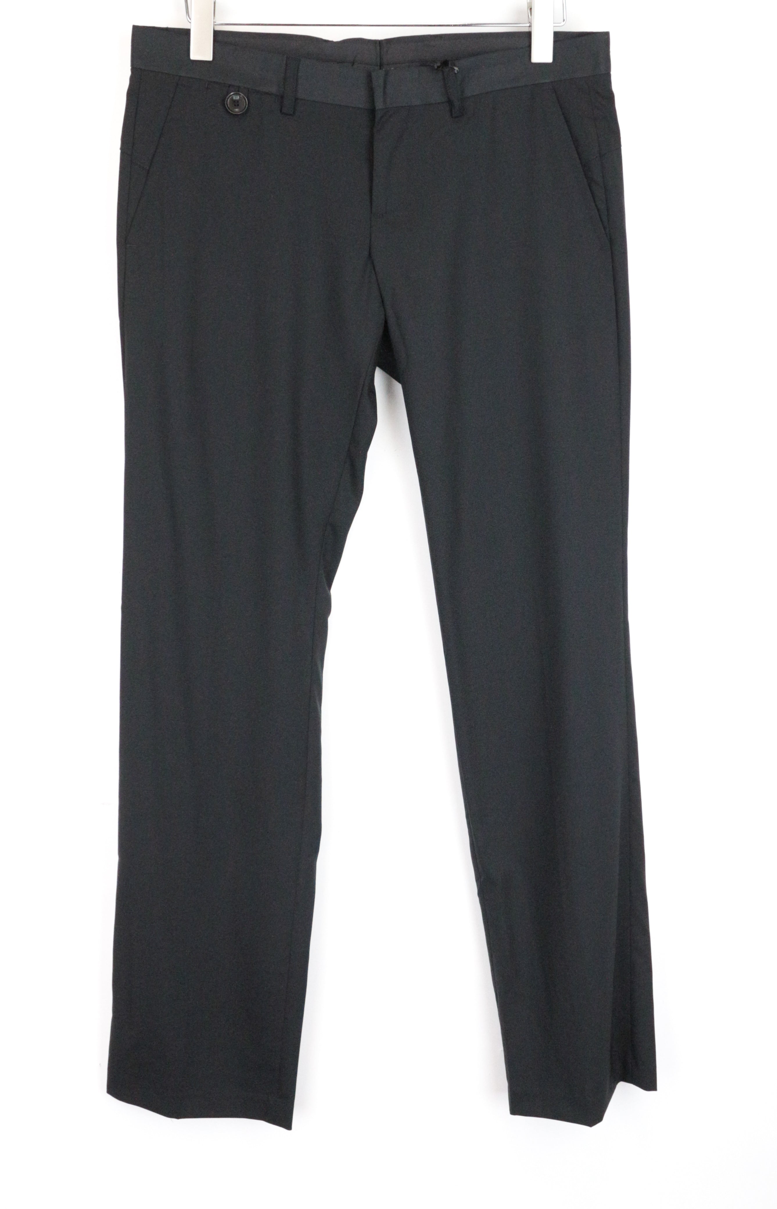 JOHN RICHMOND Men's 48 Black Virgin Wool Zip-Fly Chino Style Smart Trousers