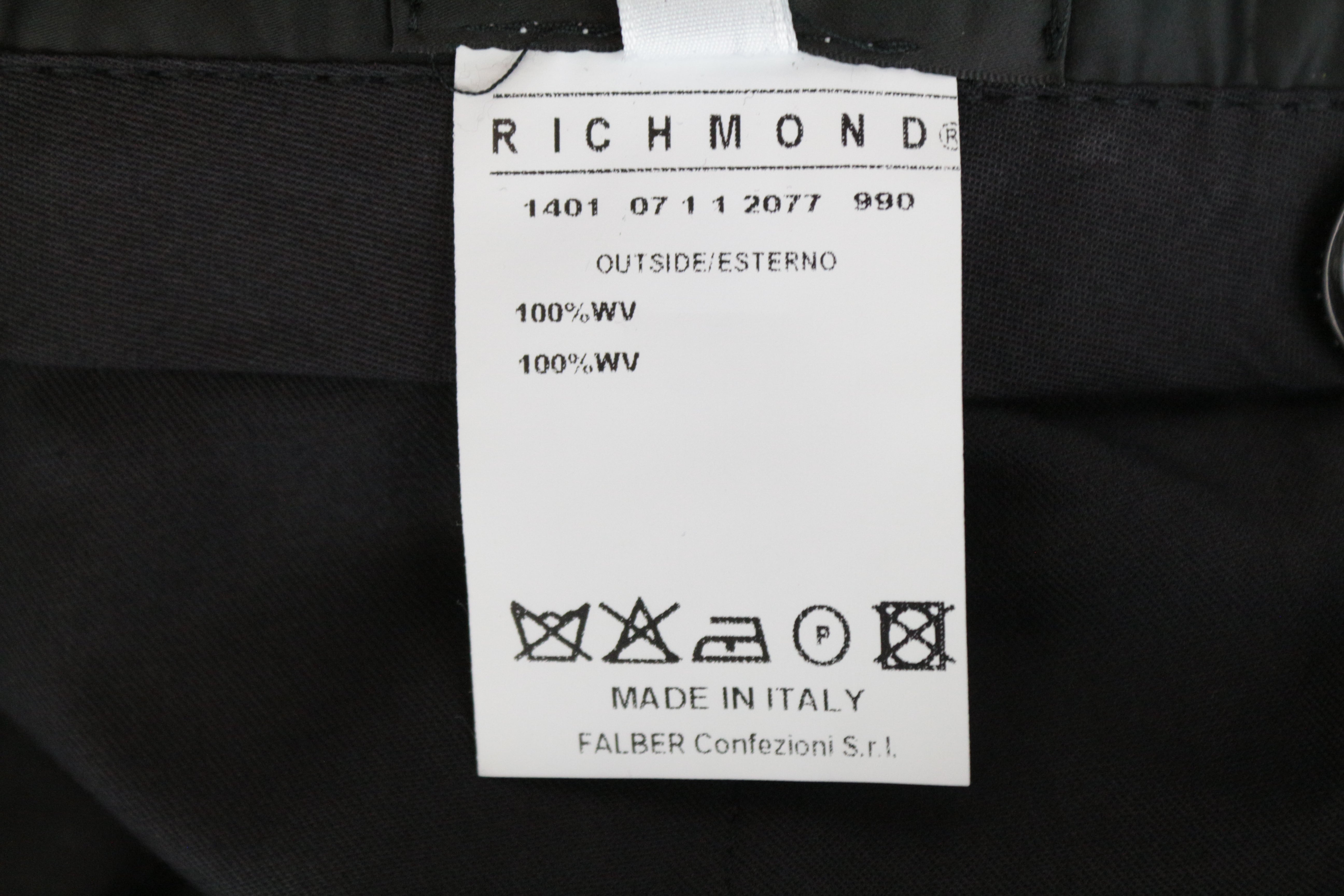 JOHN RICHMOND Men's 48 Black Virgin Wool Zip-Fly Chino Style Smart Trousers