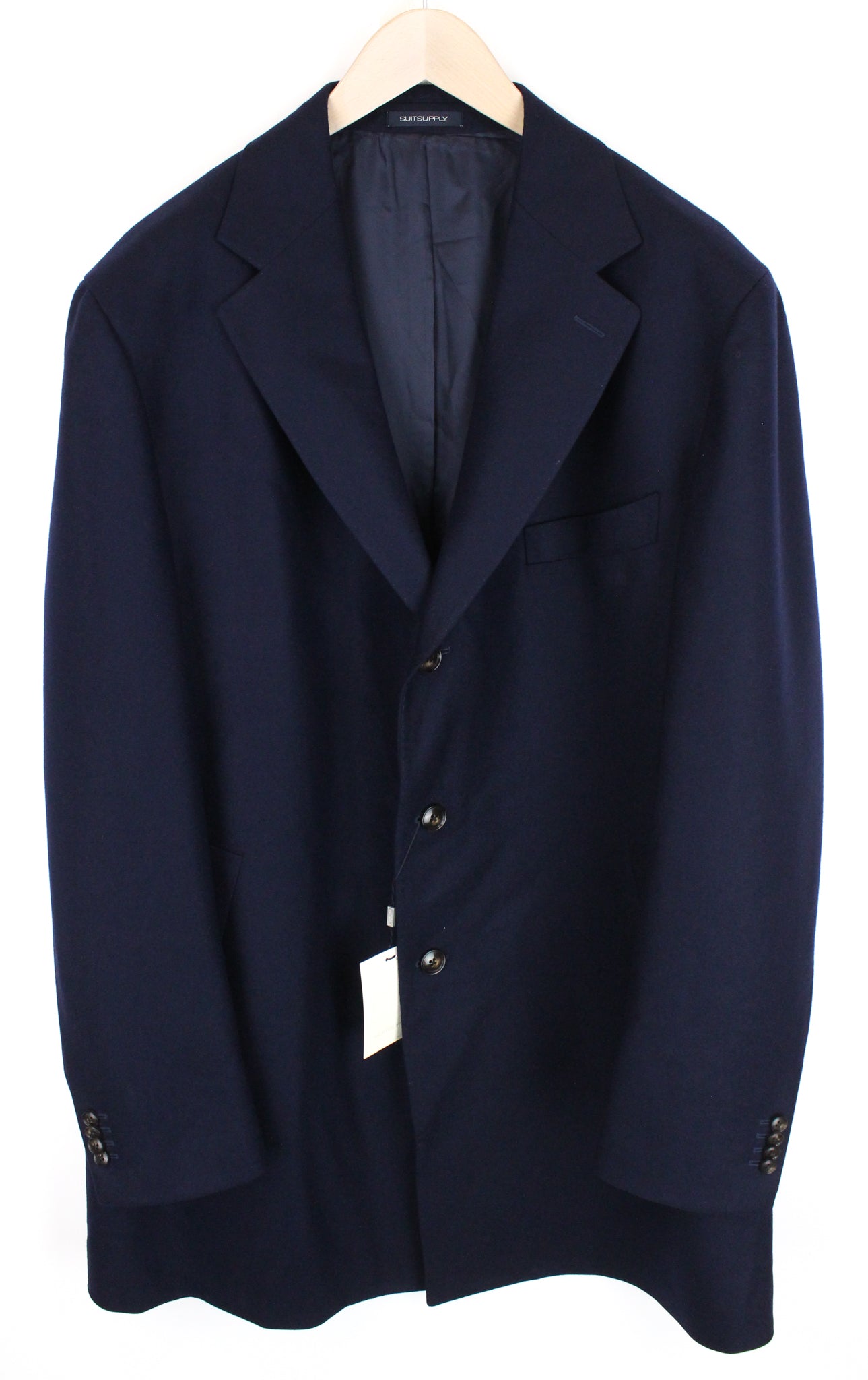 SUITSUPPLY Vicenza Men's UK52R Wool Dark Blue Mid-Length Lined Flannel Coat