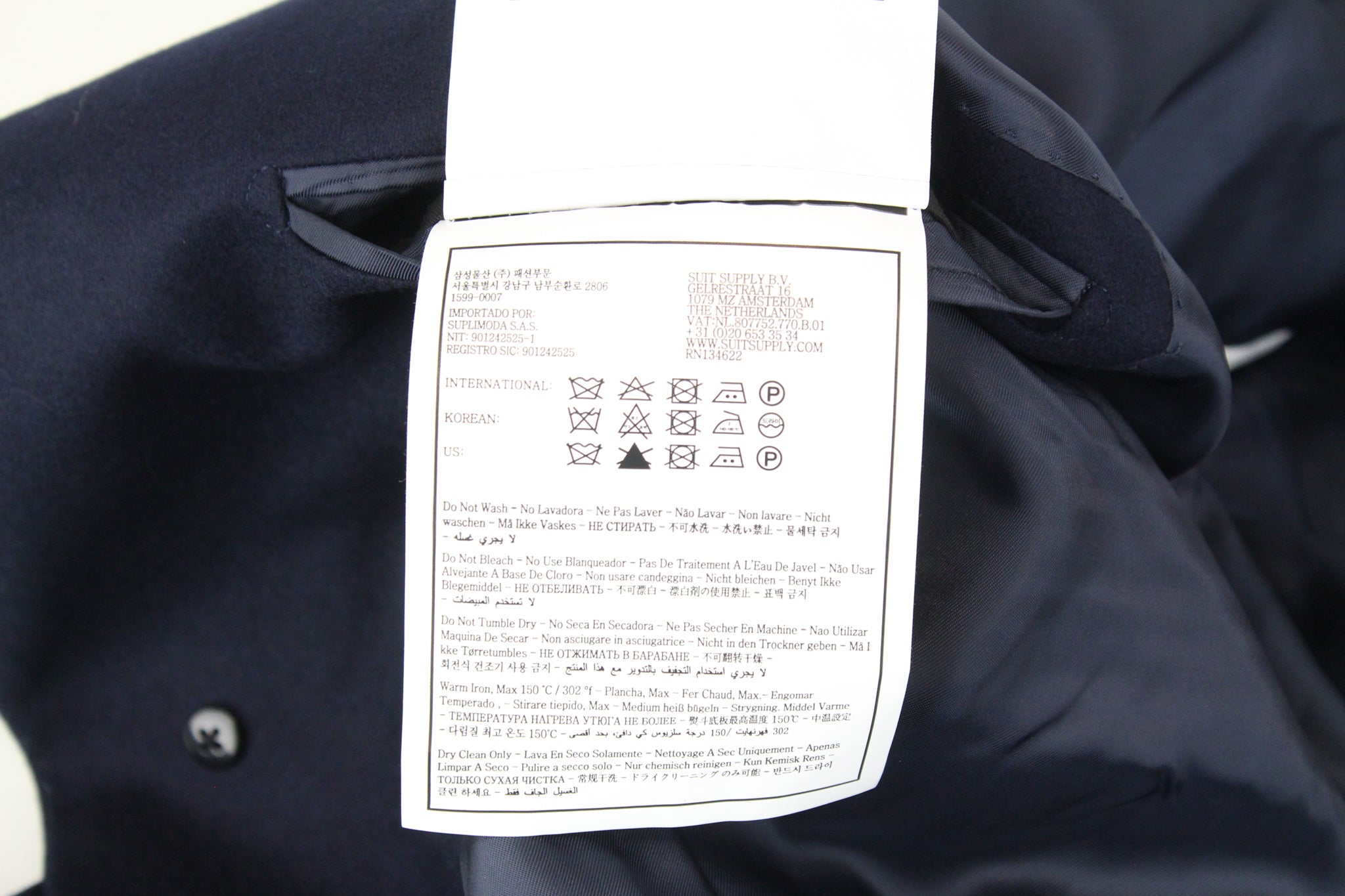 SUITSUPPLY Vicenza Men's UK52R Wool Dark Blue Mid-Length Lined Flannel Coat