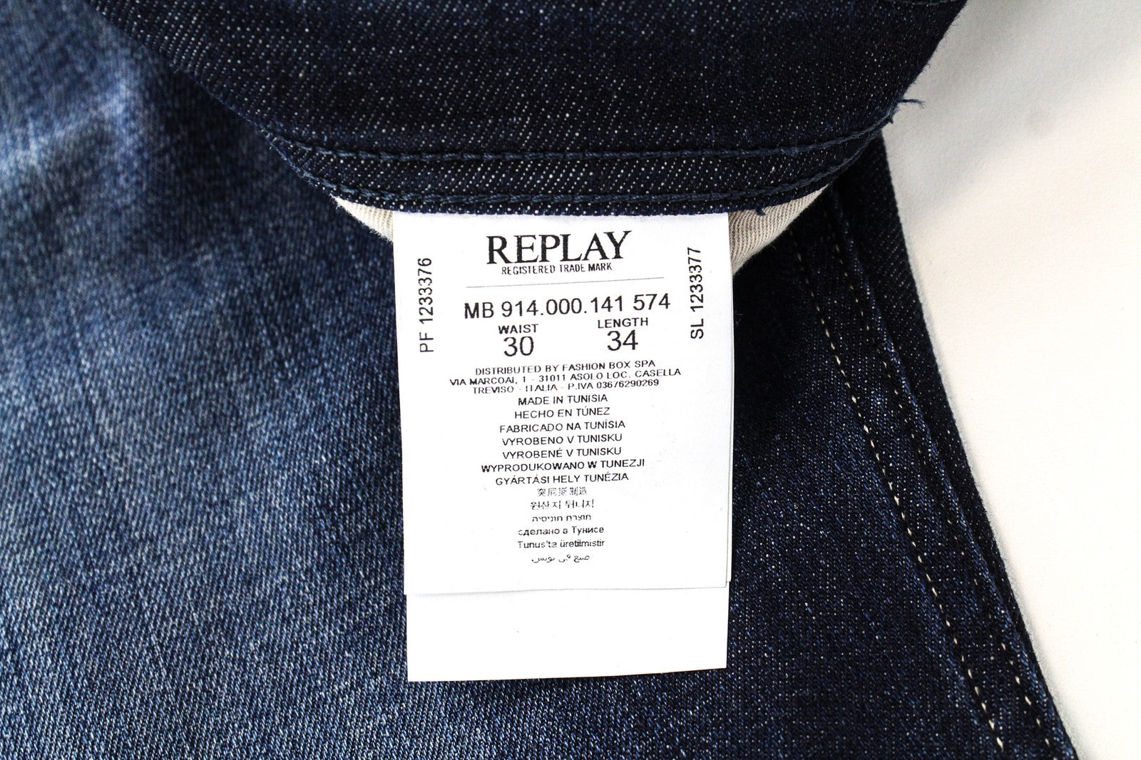 REPLAY Anbass Ice Blast Men's W30/L34 Slim Fit Stretch Faded Zip Blue Jeans