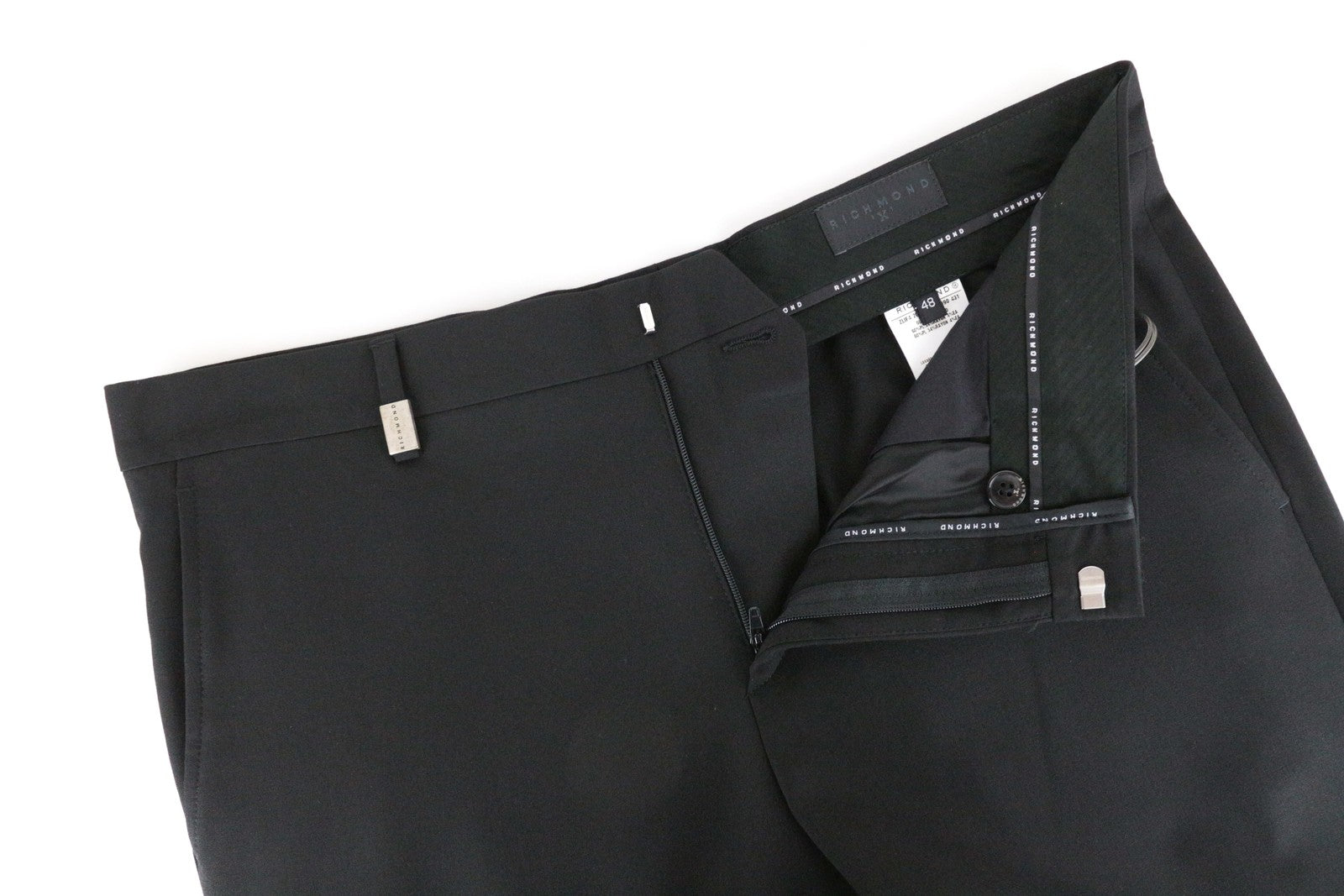 RICHMOND X Men's 48 Black Zip-Fly Pocketed Chino Style Classic Trousers