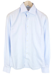 SUITSUPPLY Men's 35 Blue Slim Fit Pure Cotton Button-Up Twill Shirt