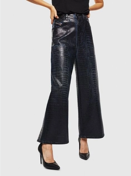 DIESEL D-Luite-SX-T 0094R Women's W27 Flared Jogg Coated Animal Print Jeans