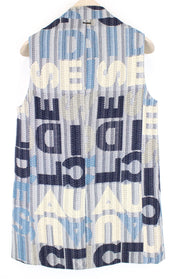 DESIGUAL Letters Women's M Abstract Logo Print Pullover Pocket Waistcoat