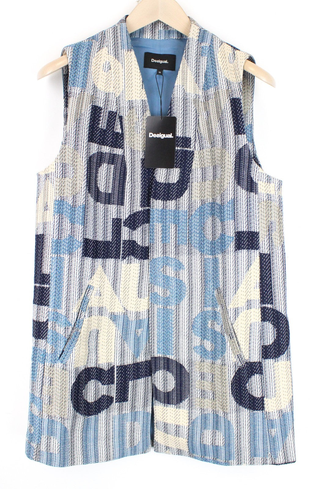 DESIGUAL Letters Women's M Abstract Logo Print Pullover Pocket Waistcoat