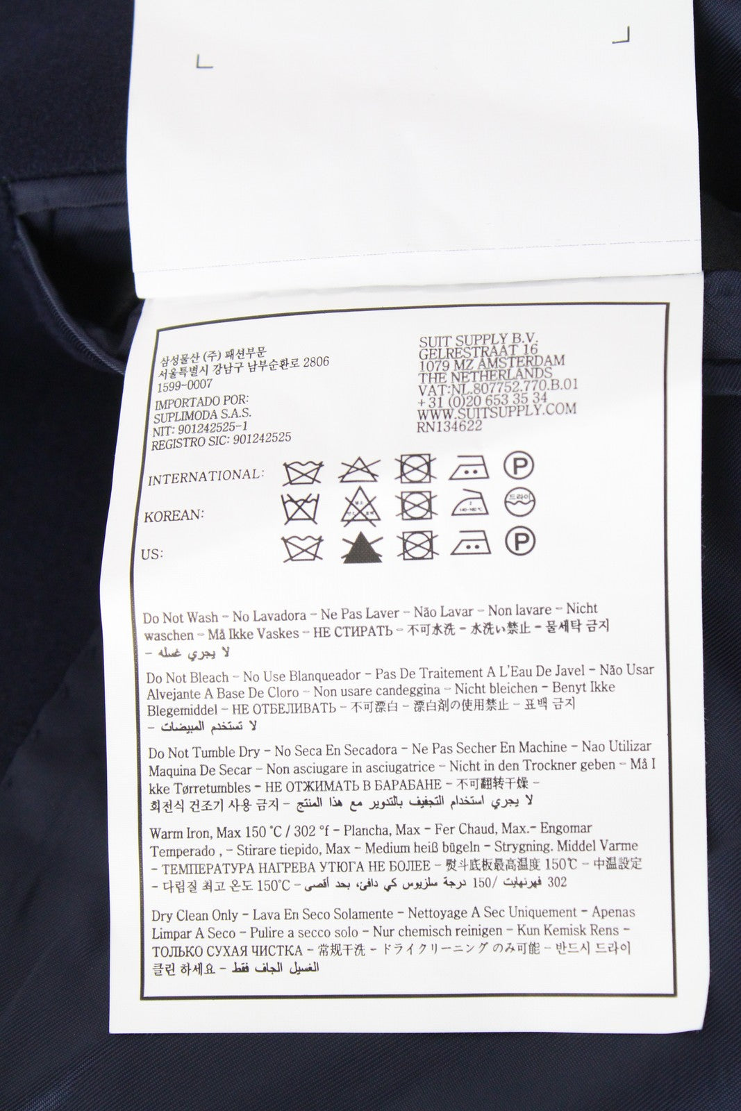 SUITSUPPLY Vicenza Men's UK44S Lined Navy Wool Mid-Length Flannel Coat