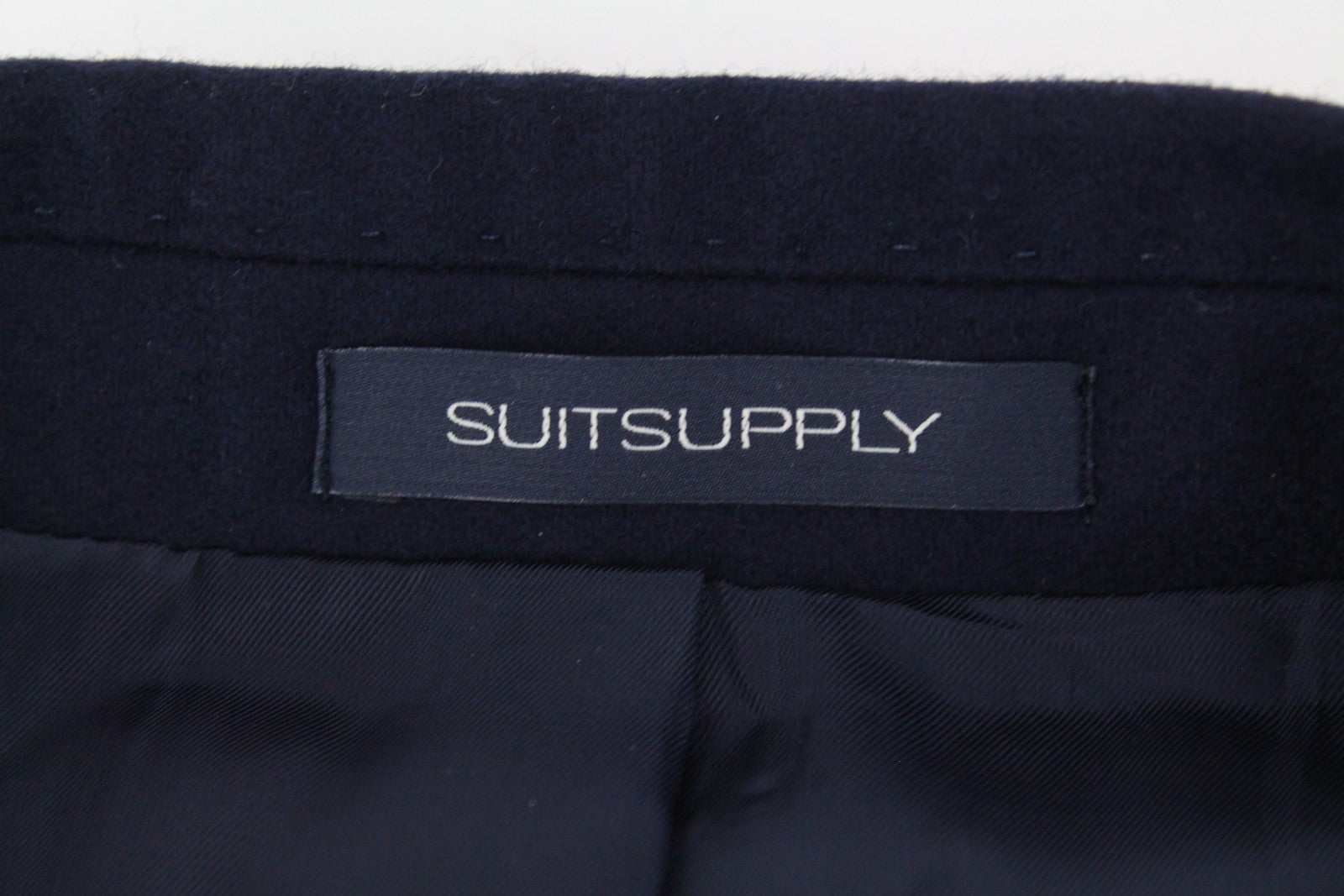 SUITSUPPLY Vicenza Men's UK48R Pure Wool Mid-Length Dark Navy Flannel Coat