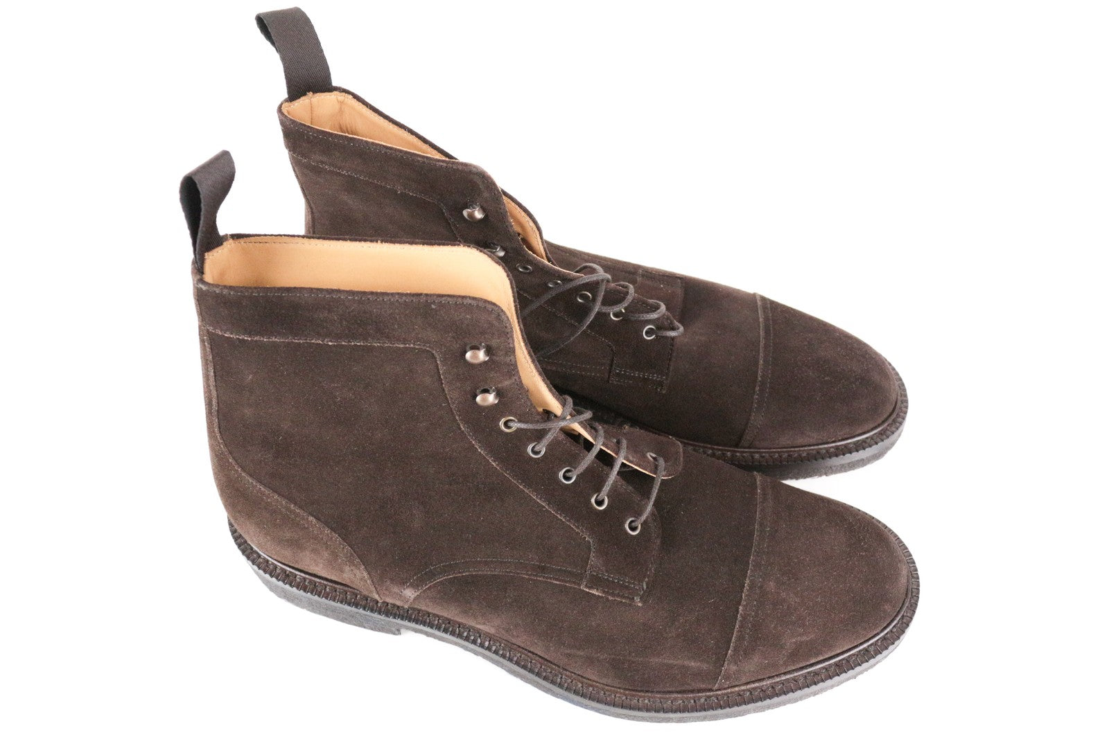 SUITSUPPLY Men's 43 Mid-Brown Suede Classic Lace-Up Dress Boots