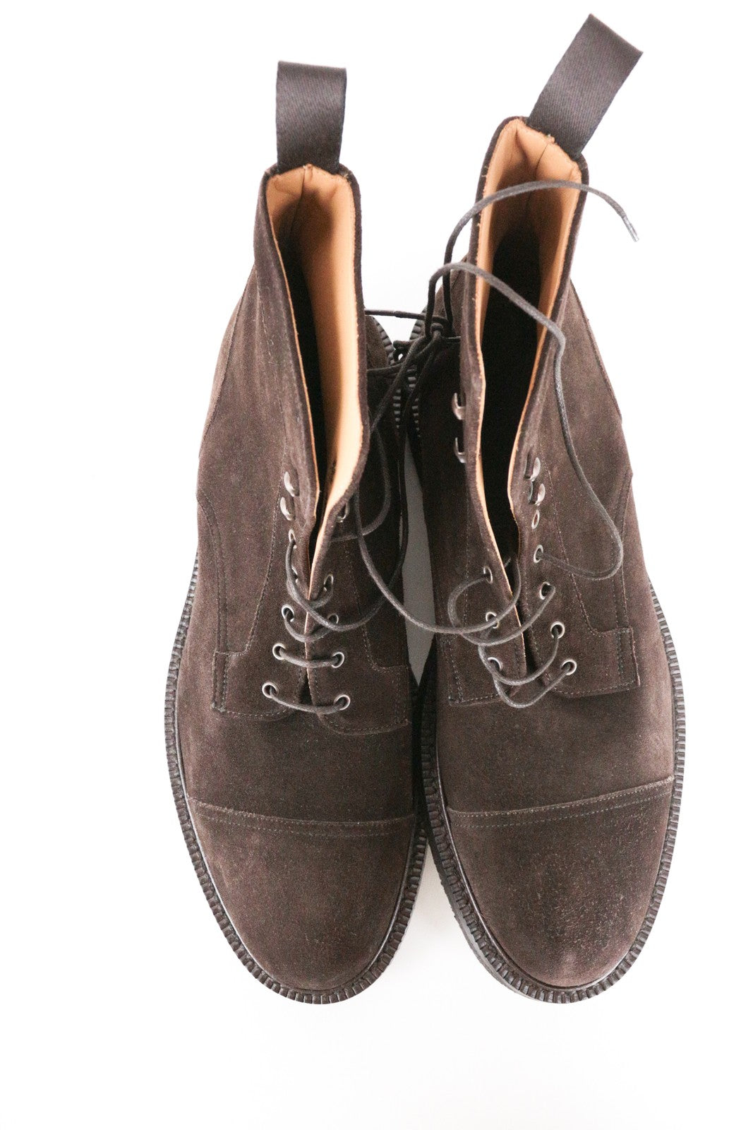 SUITSUPPLY Men's 43 Mid-Brown Suede Classic Lace-Up Dress Boots