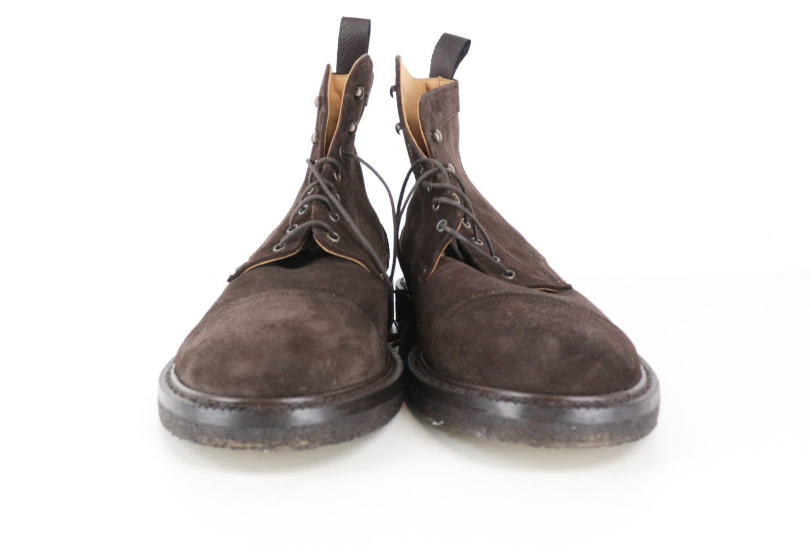 SUITSUPPLY Men's 43 Mid-Brown Suede Classic Lace-Up Dress Boots